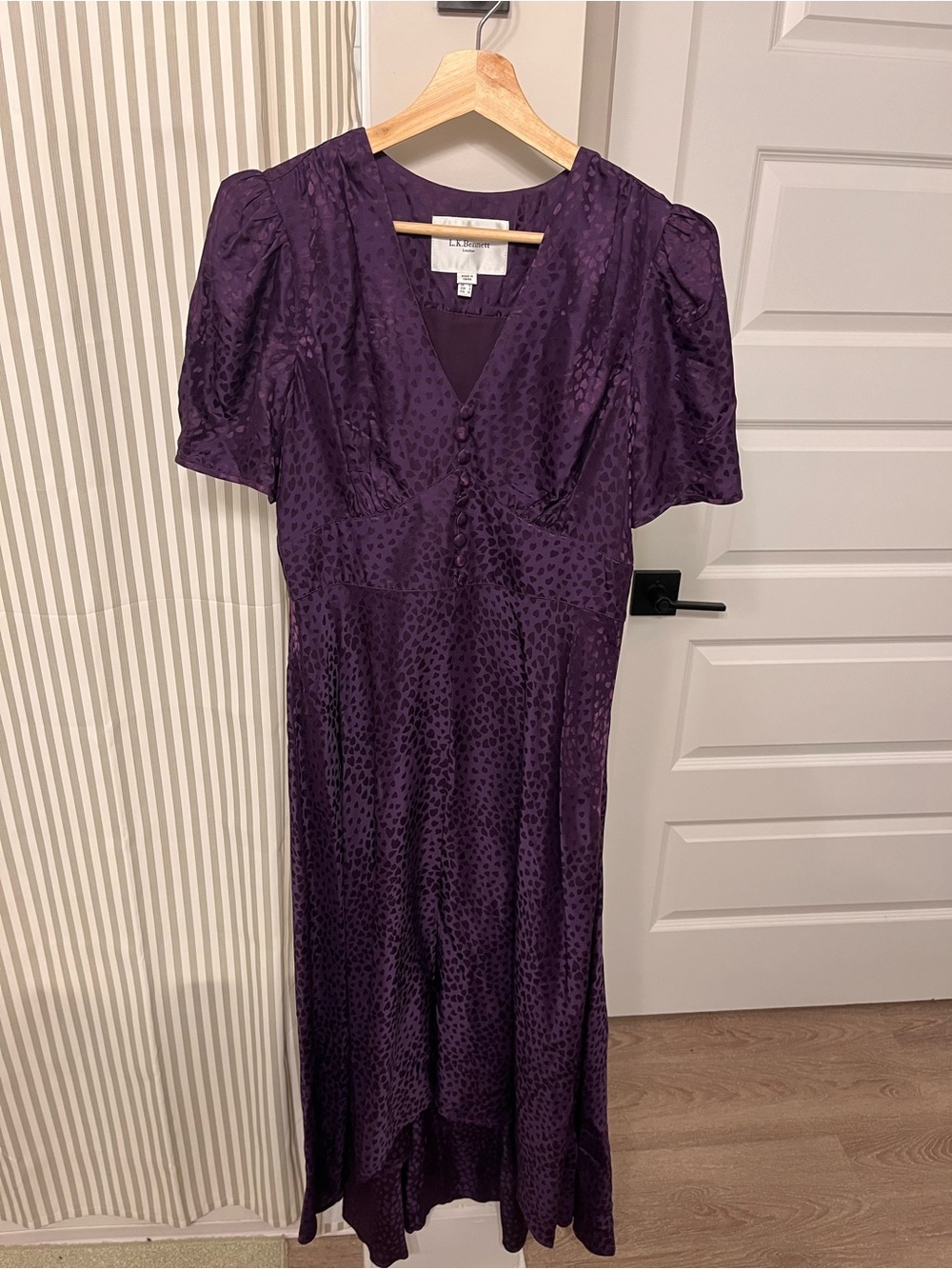 LK Bennett Deep Purple Button-Front Midi Dress